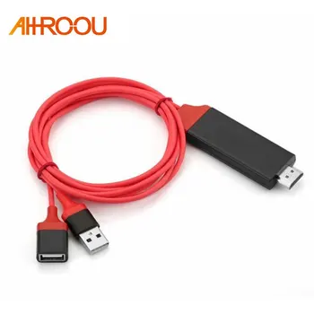 

AHHROOU USB to HDMI Mirror Cast Cable MHL for iPhone iPad Lightning Android Phone to LED TV Projector Micro USB Type C to HDMI