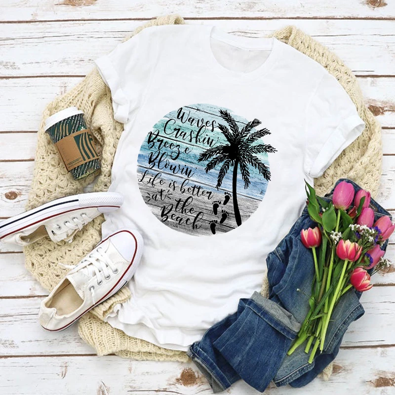 module maandag Achtervolging Vrouwen Grafische Strand Palmboom Leuke Casual Mode Zomer Shirt Tops Lady  Kleding T shirt Vrouwen Kleding Tee Vrouwelijke T shirt|T-shirts| -  AliExpress