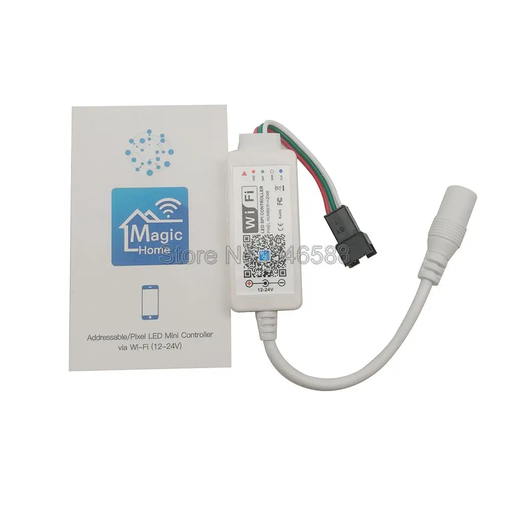 DC12-24V Magic Home Мини WiFi-SPI светодиодный Управление; 2048 пикселей мобильного приложения Alexa Google Home голосовое Управление для детей возрастом от 12V WS2811 полосы