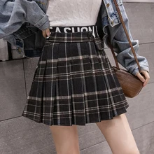 MUMUZI осенняя и зимняя новая плиссированная юбка в студенческом стиле с буквенным дизайном, юбки в клетку, модная женская юбка