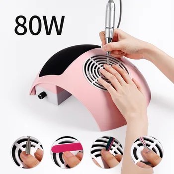 

80W Nail Dust Collector Strong Fan Nail Dust Vacuum Cleaner Machine Manicure Tools Nail Salon Device With Dust Bags Leather Pad