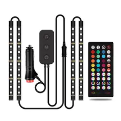 Lumière d'ambiance de voiture, lumière décorative, Version USB un pour quatre, lumière décorative d'automobile robuste 