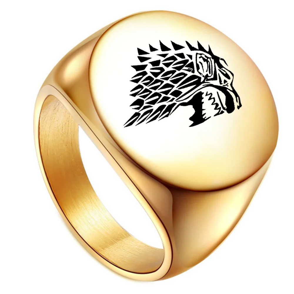 

Cute Dog Foot Custom Engrave Mens Stamp Ring Stainless Steel Rock Round Top Signet Rings For Men