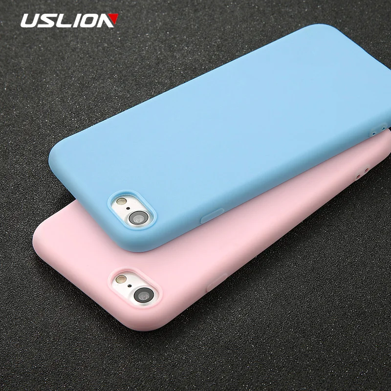 USLION Phone Case For iPhone 11 X 7 6 6s 8 Plus 5 5s SE XR XS 11 Pro
Max Solid Color Ultrathin Soft TPU Case Candy Color Cover
