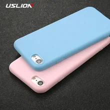 USLION teléfono caso para iPhone 7 6 6s 8X5 5S SE XR XS Max sólido Simple cubierta trasera de Color ultrafino suave TPU(China)
