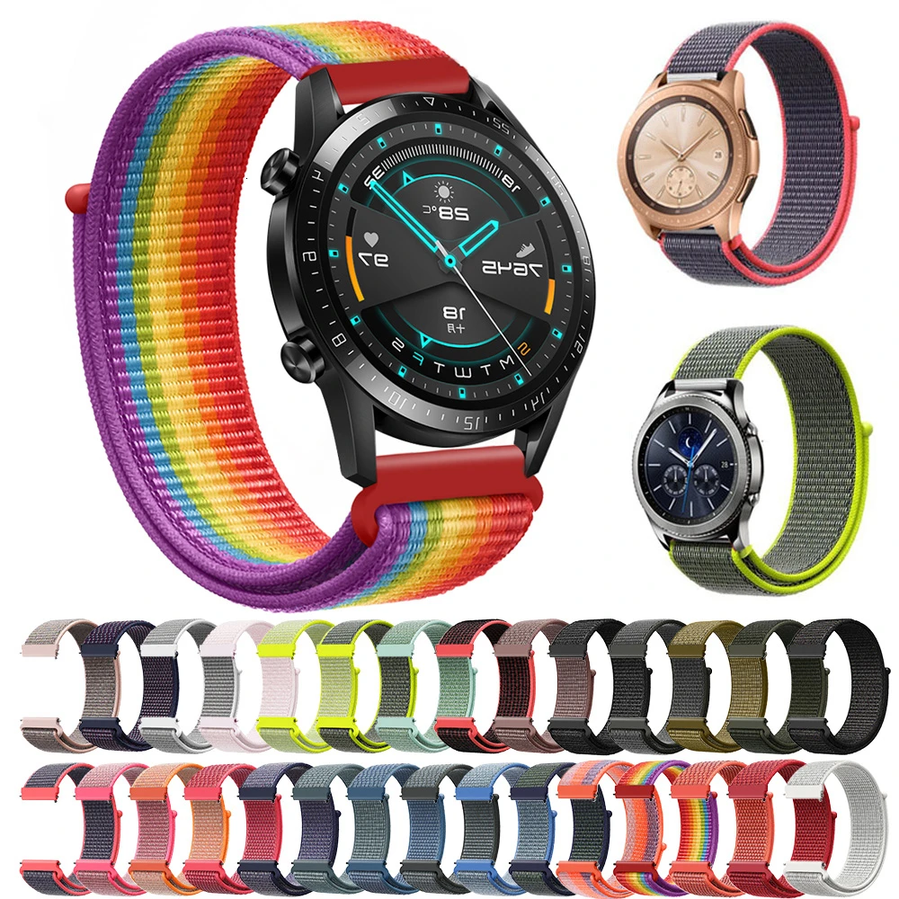 Нейлоновый ремешок 20 мм 22 мм для HUAWEI WATCH 2 Pro и Frontier ремешок Amazfit Bip samsung Galaxy Watch 42 мм 46 мм Active gear S3 Classic