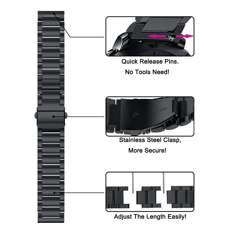 Watchband Sets for Samsung galaxy watch active 2 40mm 44mm bands 20mm Stainless Steel Metal bracelet wrist strap for active2 Watchband Sets for Samsung galaxy watch active 2 40mm 44mm bands 20mm Stainless Steel Metal bracelet wrist strap for active2