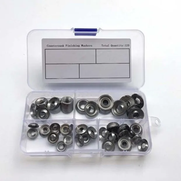 

120pcs Stainless Steel Countersunk Finishing Washers Boxed Countersunk Head Wood Screws Hardware Screws