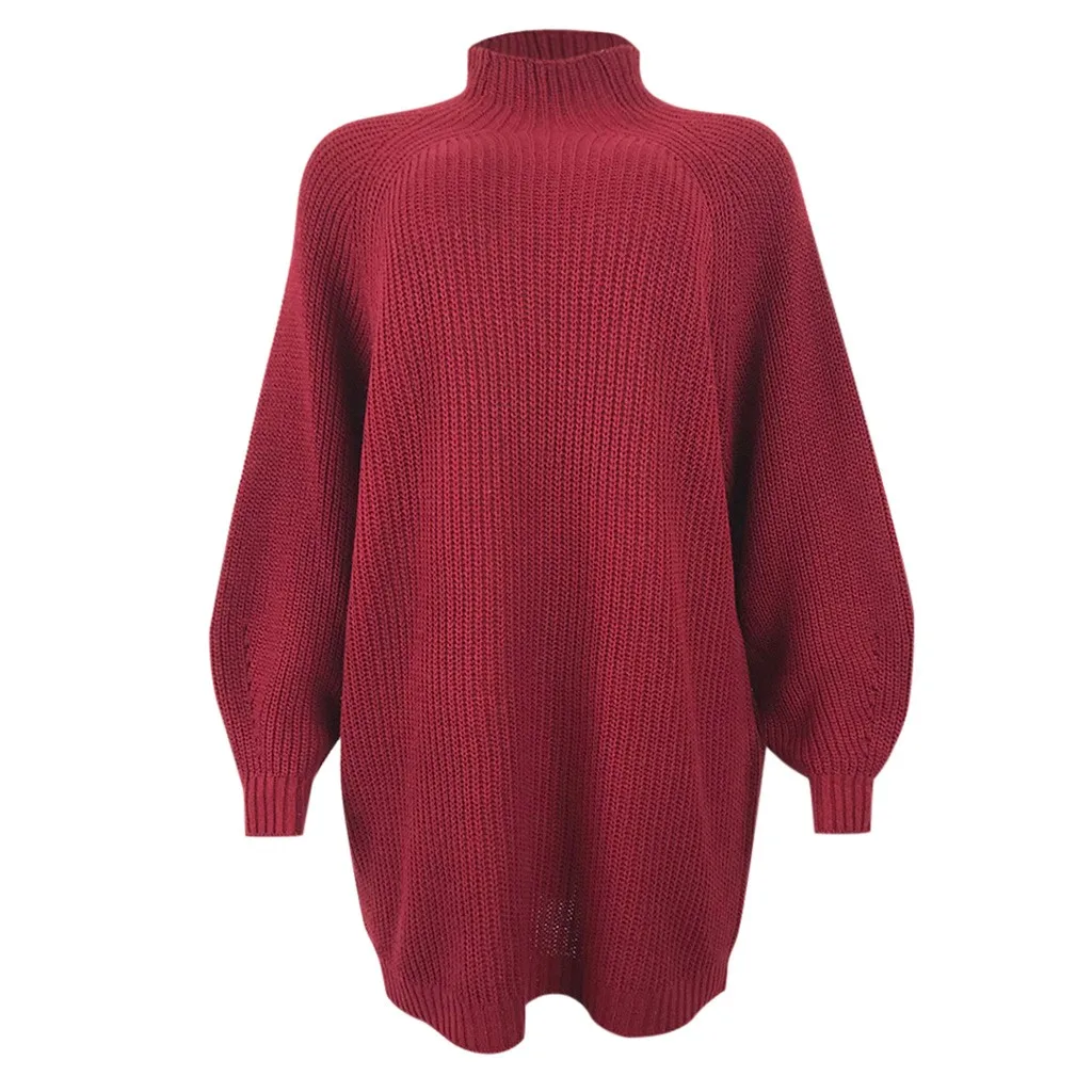 Pull femme nouveaute свитер женский однотонный длинный рукав водолазка зимний Свободный пуловер свитер платье Джерси mujer