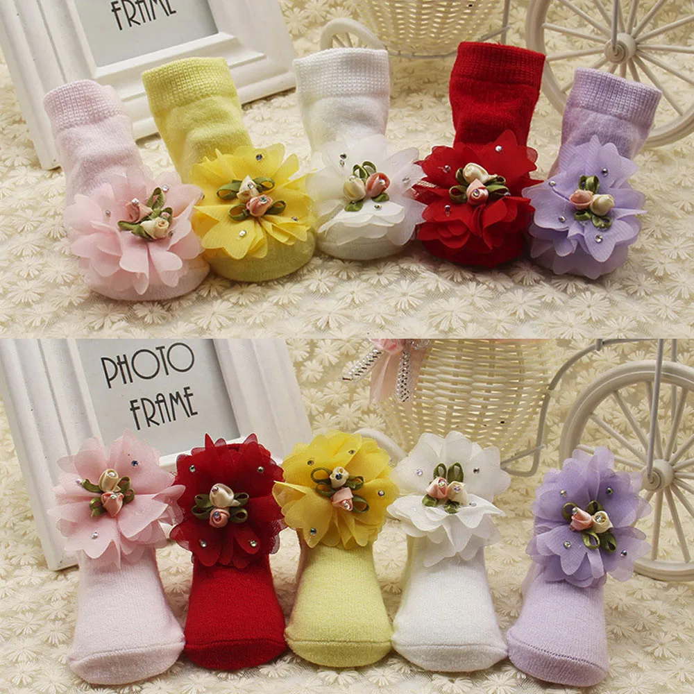 

Newborn Baby Girls Socks Flowers Solid Color Cotton Sock Comfortable Princess Warm Ankle Socks Infant Baby Clothes Accessories