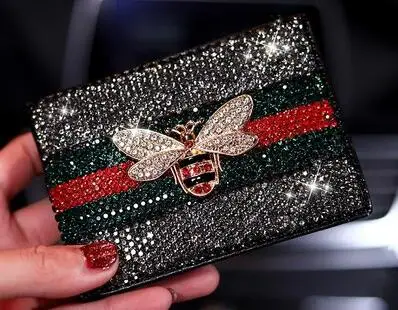 Кожаный чехол для ключей от машины с украшением в виде пчелы, кошелек на молнии для ключей, Сумка Для водительских прав, автомобильные аксессуары для женщин и девочек - Название цвета: License Bag