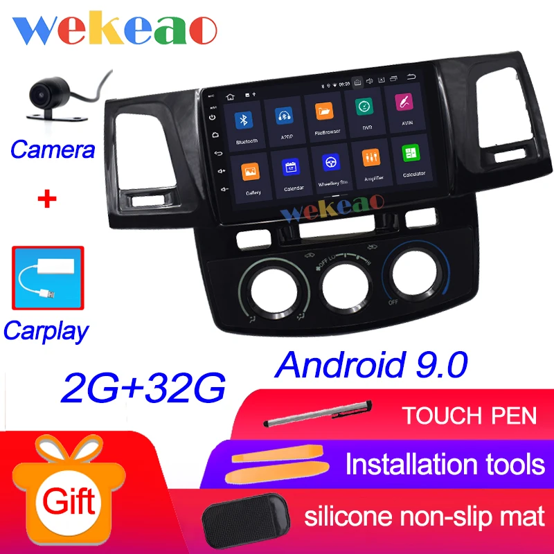 Android Car Radio Wekeao сенсорный экран " Android 9,0 Автомагнитола для Toyota Hilux Fortuner Android авто gps навигация 2012 - Цвет: Android Car Radio
