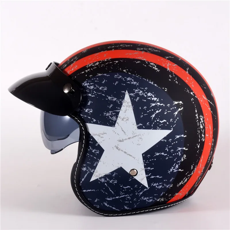 open Face Vintage Motorcycle Helmet Retro German KaskCafe RacerScooterCruiserChopperMatte blackEPS liningDOT approved