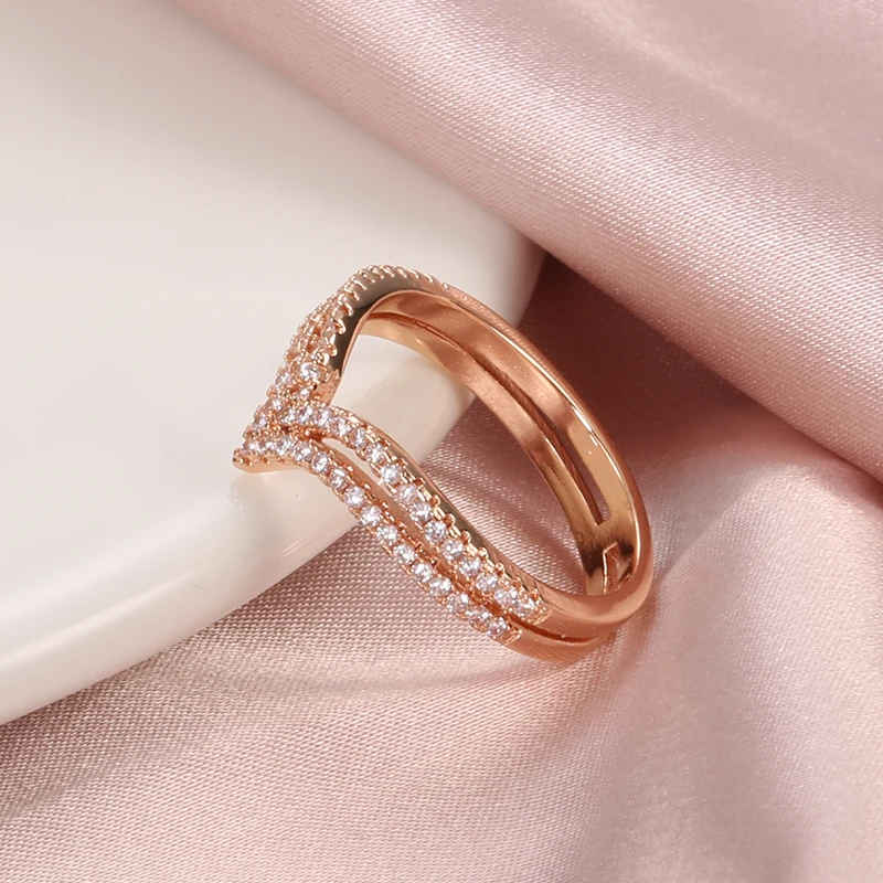 kinel new arrivals 585 rose gold ring double row micro wax inlay natural zircon hollow rings women wedding party fine jewelry Kinel New Arrivals 585 Rose Gold Ring Double Row Micro-wax Inlay Natural Zircon Hollow Rings Women Wedding Party Fine Jewelry 5