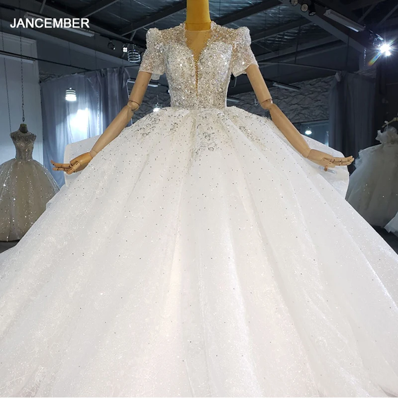 HTL2243 simple luxury wedding dress 2021 expensive bridal plus size ball gown wedding dresses robe de mariée grande taille 1