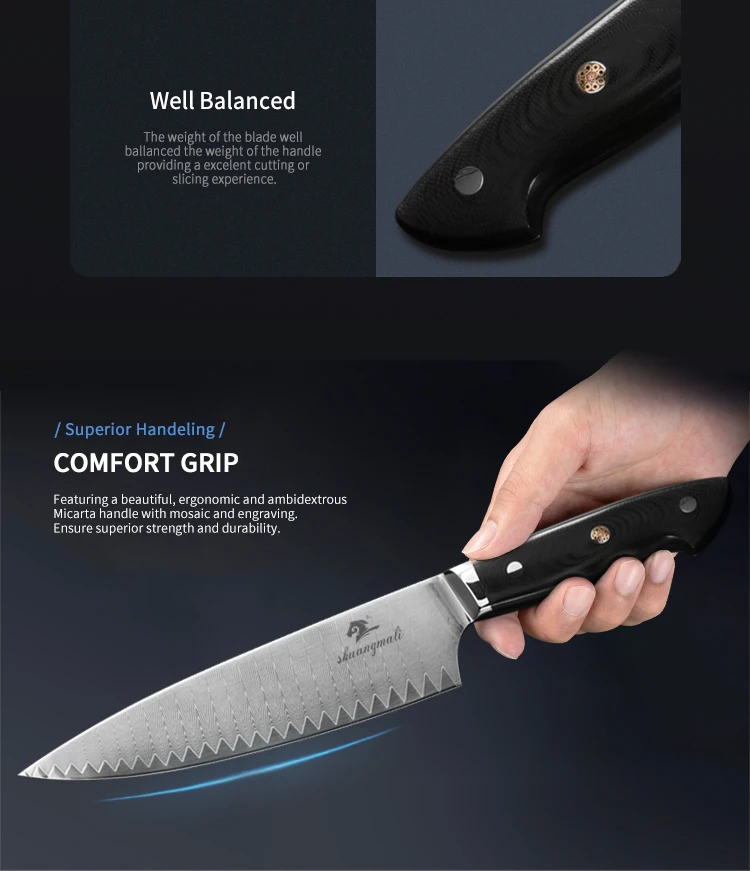 8 Inch Kramer Kitchen Chef Knives 67 Layer Damascus Steel Cleaver Chef Knives Sharp Cooking Cutting Tool Slicing Meat Chef Knife