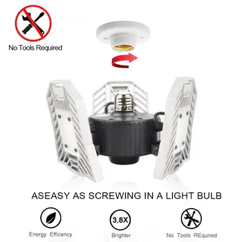 

Led Ceiling Light Deformable Garage Light Motion-Activated Radar 6000LM High Intensity Lamp for Garage Warehouse Workshop #