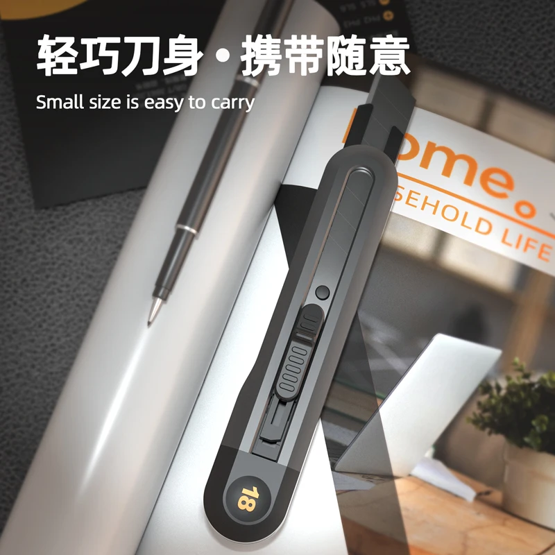 Deli Retractable Snap Off 18mm 9mm Wide Blade Utility Knife Box Cutter Art Knife Auto Lock Carbon Steel Sharp Cutting Carton