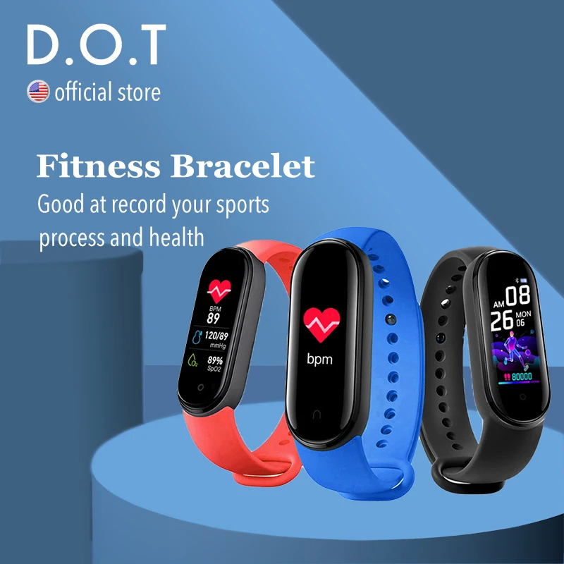 D.o.t inteligente pulseira de fitness mi banda 4 m5 assista passos contador cronômetro monitor freqüência cardíaca esportes pedômetro
