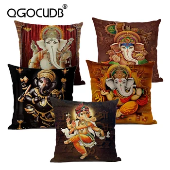 

2020 Bohemia Elephant Pillowcase with Cotton Linen Indian Style Feeling Home for Animals Decorative Pillowcase for Sofa Bed