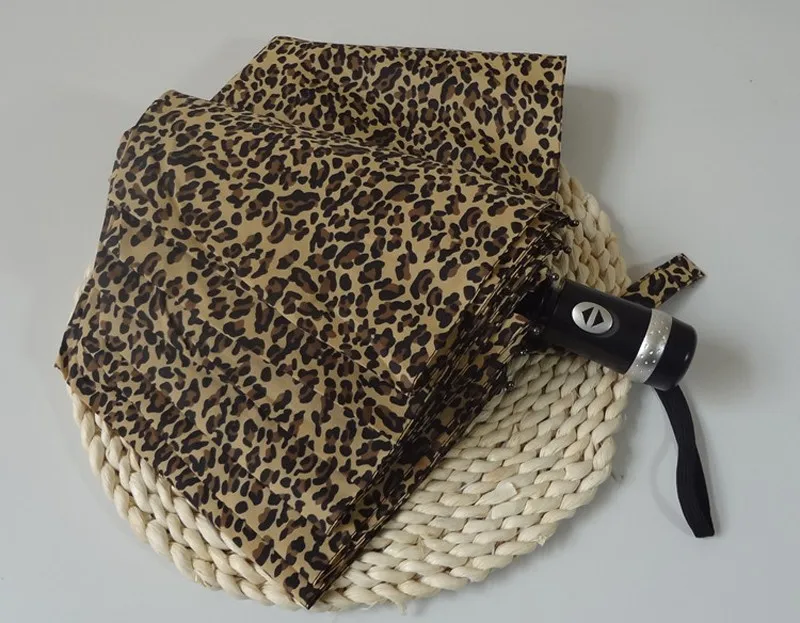 Fashion Leopard Pattern Women Rain Umbrella 10-Rib Super Windproof Anti UV Parasol Luxury Male 3 Folding Automatic Umbrella9