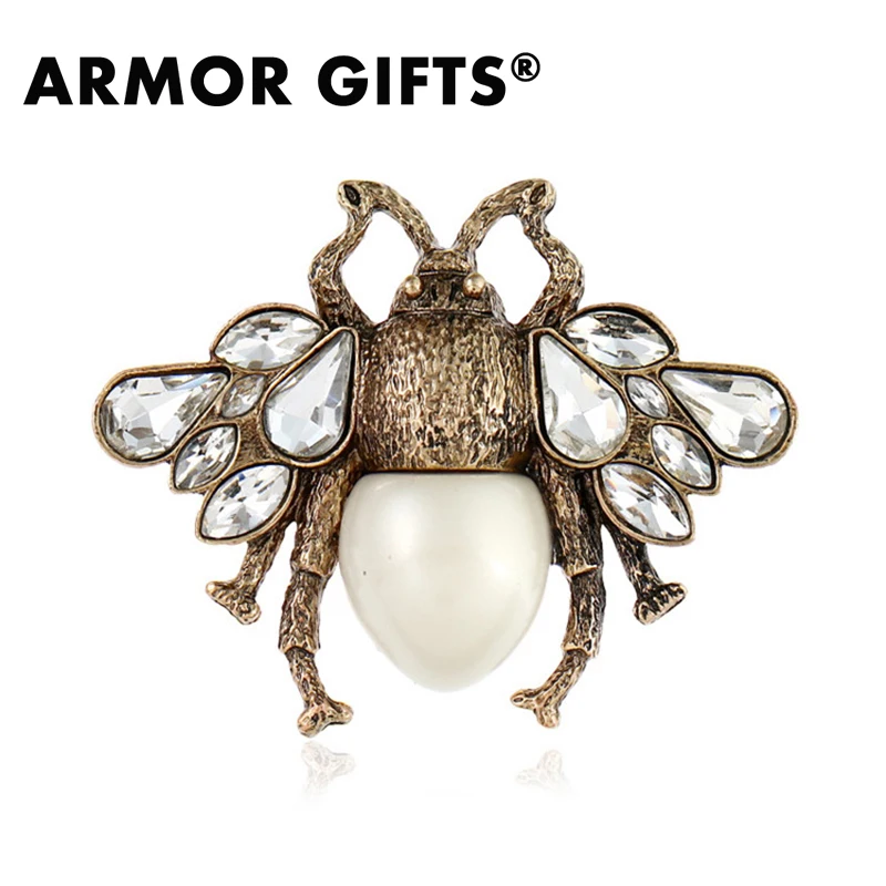 

High Quality Hot Selling Fashion Women Pearl Bee Brooches Vintage Style Insect Brooch Pin