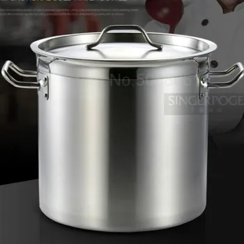 

Thickened double bottom stainless steel soup bucket with lid commercial high pot kitchen induction cooker gas stove