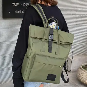 

Backpack Korean Version of the Roll Cover College Wind Men and Women Models USB Interface 15.6-inch Computer Bag Large Backpack