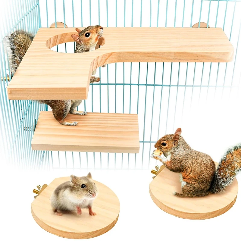 P15D 5Pcs Natural Wood Hamster Stand Platform Rat Activity Playground Chinchilla Cage Accessories with Washers for Birds | Дом и сад