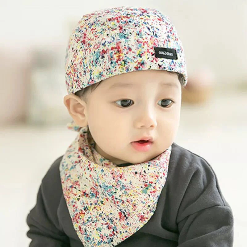 2Pcs/Set Cotton Baby Turban Beanie Printing Warm Caps Soft Hat For Newborn Girls Boys Elastic Toddler Infant Spring Headwear New - Цвет: 2