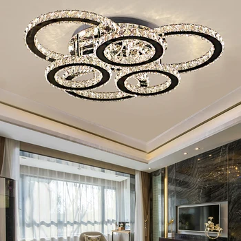 

Modern Crystal Rings Ceiling Chandelier Lights Silver Crystal Led Plafonnier for Bedroom Kitchen Ceiling Lamp Lustre