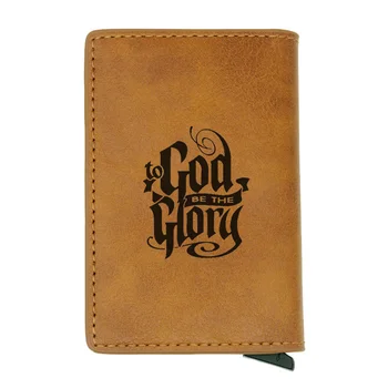 

Vintage Bible Verse God be the glory Design Rfid Wallet Classic Men Women Credit Card Leather Wallets Skeleton Short Purse