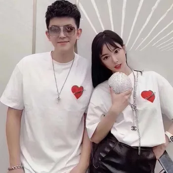 

2020 spring summer men's women's Pin love Embroidery short sleeve T-shirt short sleeve T-shirt P1