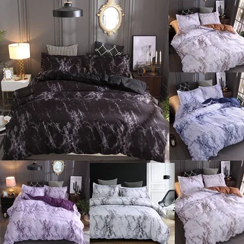 

Marble Printed Nodic Bedding Sets Duvet Cover with Pillowcase Simple Style Single Double 2/3 pcs Adult Ded Covers 80074