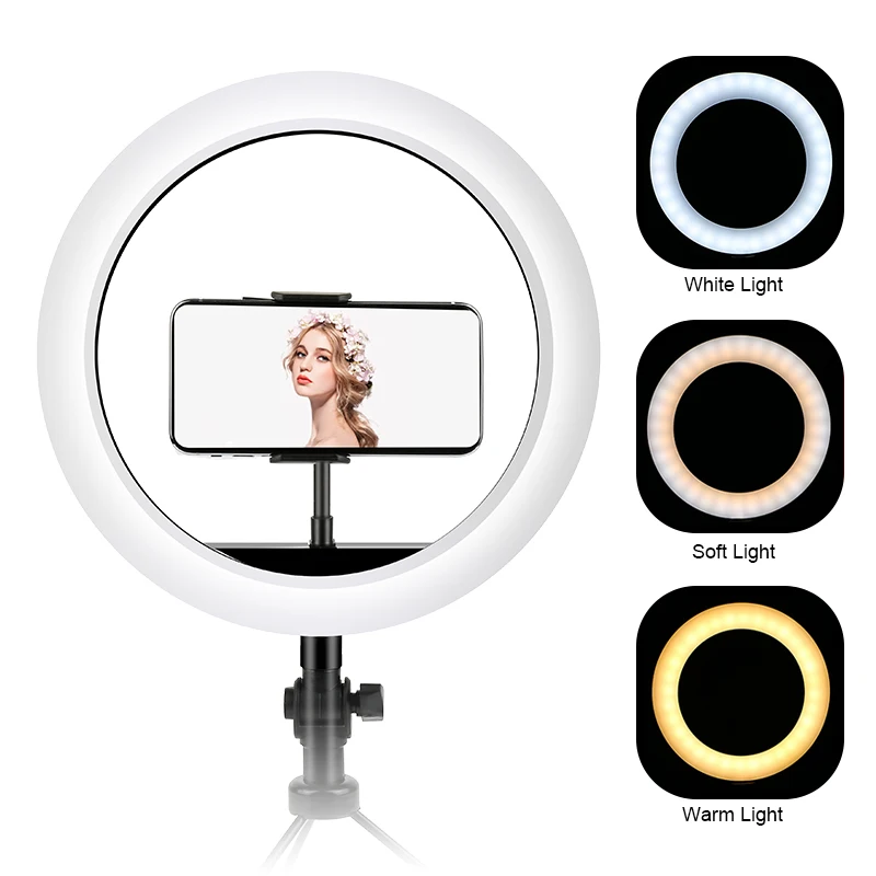 사진 LED 셀카 링 라이트 26CM 밝기 조절 카메라 폰 링 램프 10 인치 테이블 삼각대 메이크업 비디오 라이브 스튜디오 10, 촬영 조명 사진 영상 촬영 조명 휴대폰 스탠드