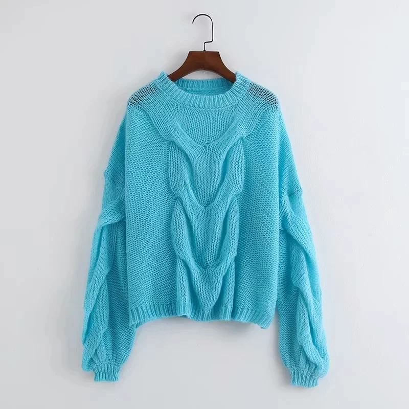 Осень kawaii Белый мохеровый свитер женский пуловер sueter mujer invierno ленивый корейский стиль зимняя одежда женский длинный свитер - Цвет: Синий