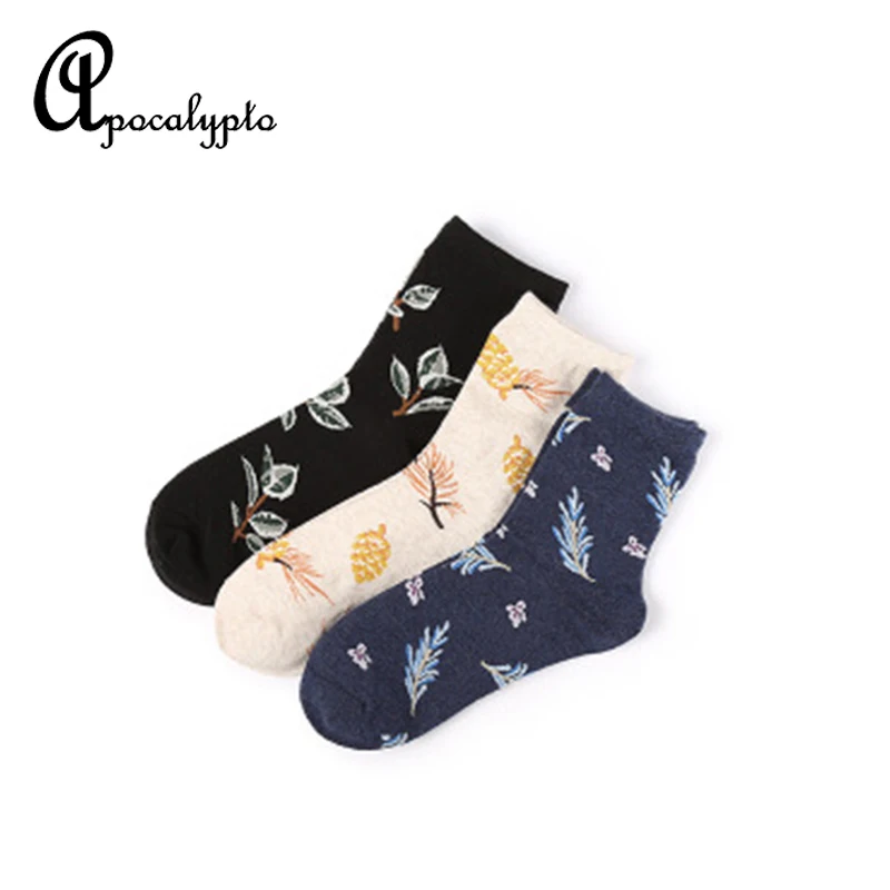 Осенне-зимние носки для беременных женщин с фруктовым принтом; хлопковые носки для беременных; модные высокие эластичные домашние женские носки-Тапочки