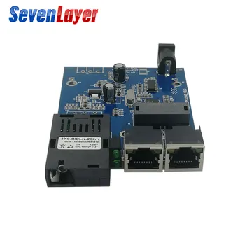 

1 SC 2 RJ45 Fast Ethernet Switch 10/100M Fiber Optical 20KM Media Converter Single Mode fiber Port Board PCB