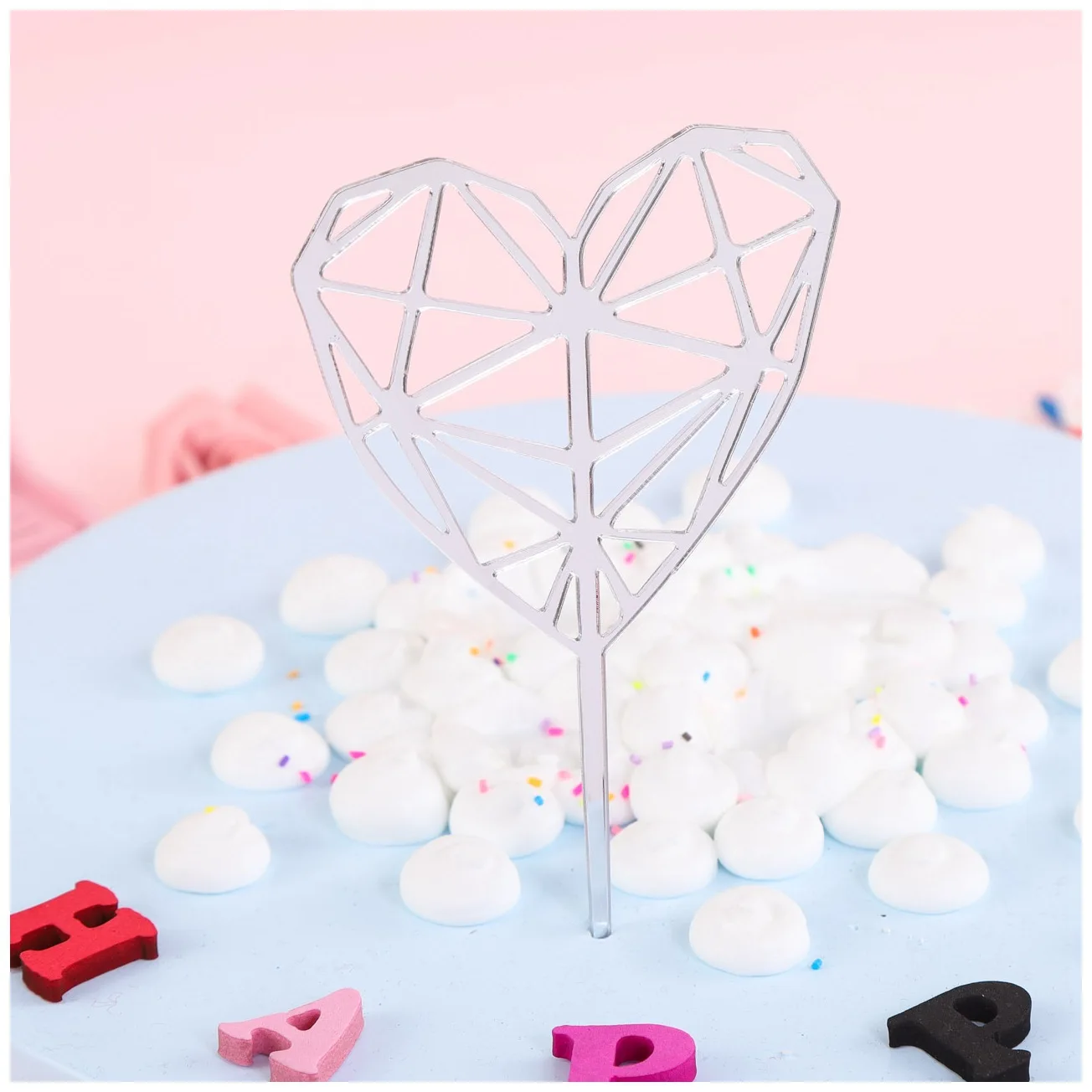 Silver Heart Микки Маус акриловые свечи в форме букв торт Топпер Золотой Серебряный торт украшение в виде флага вечеринка для мальчика день рождение свадебные принадлежности - Цвет: Silver Heart