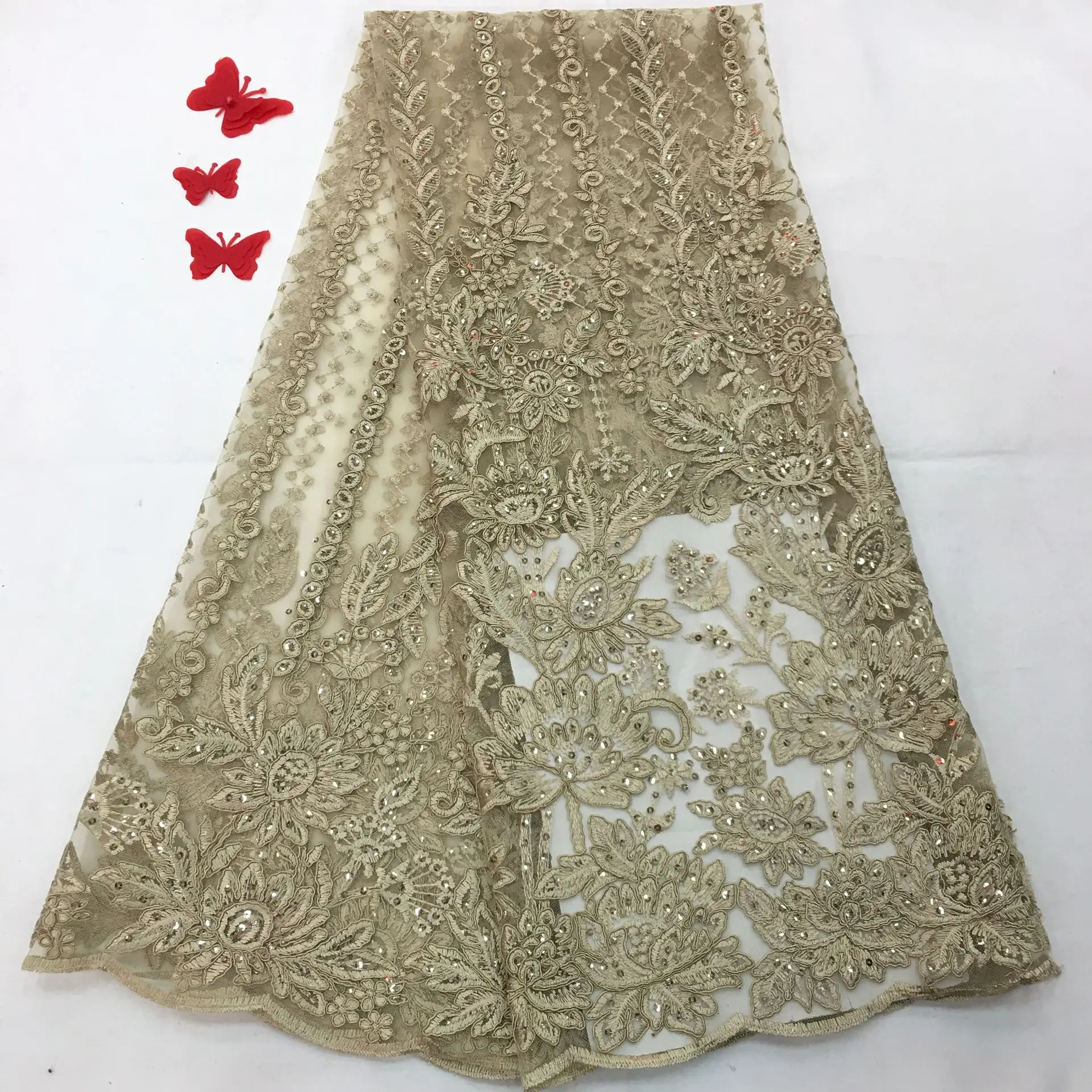 

French Embroidery Tulle Voile Lace High Quality Sliver Sequin Lace Fabric 2019 African Lace Fabric For Wedding Dress
