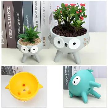 

1pc Cute Ceramic Succulent Plant Pot Flower Pot Adorable Animal Style Flower Container Bonsai Desktop Adornment for Home