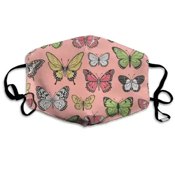 

Butterflies Butterfly Nature On Peach Washable Reusable Mask, Cotton Anti Dust Half Face Mouth Mask For Kids Teens Men Women