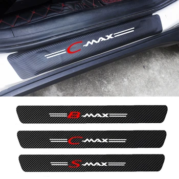 

4pcs PU Leather Carbon fiber Car Door Sill Scuff Plate Guards Stickers for Ford B-Max Bmax C-Max Cmax S-max Smax Accessories