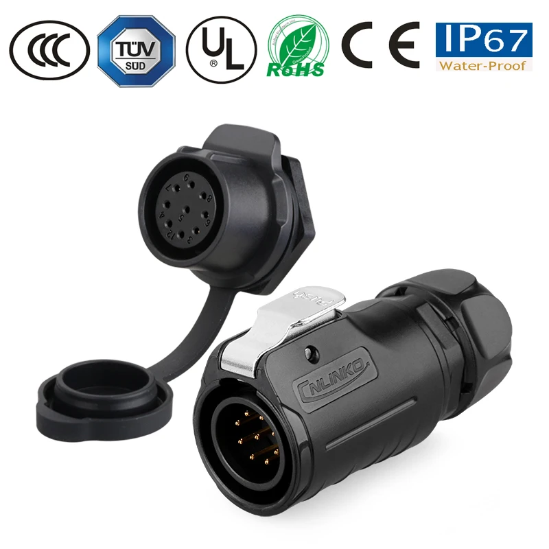 Waterproof Connector Cable Conductor male Plug Female Socket M20 9 Pin led Lamp/Electronic Equipment/Power Control | Обустройство