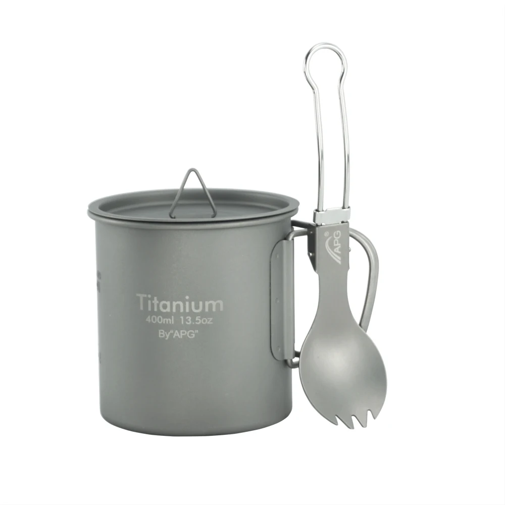 Titanium campingbeker met deksel ultralichte picknick pot_voghion.com