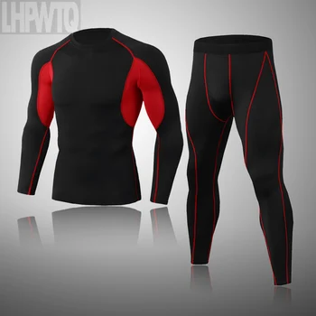 

New Men Thermal underwear 2 piece set Tights Compression Running Clothes For Men Winter long johns Male Warm tracksuit