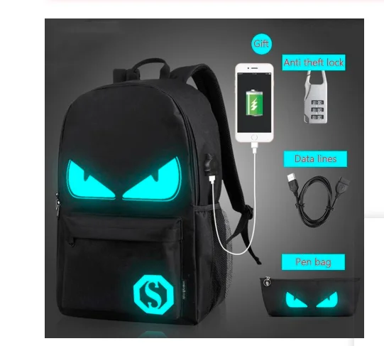 

Fashion Backpacks Student Luminous Animation School Bags For Boy Girl Teenager USB Charge Computer Anti-theft Laptop Back pack