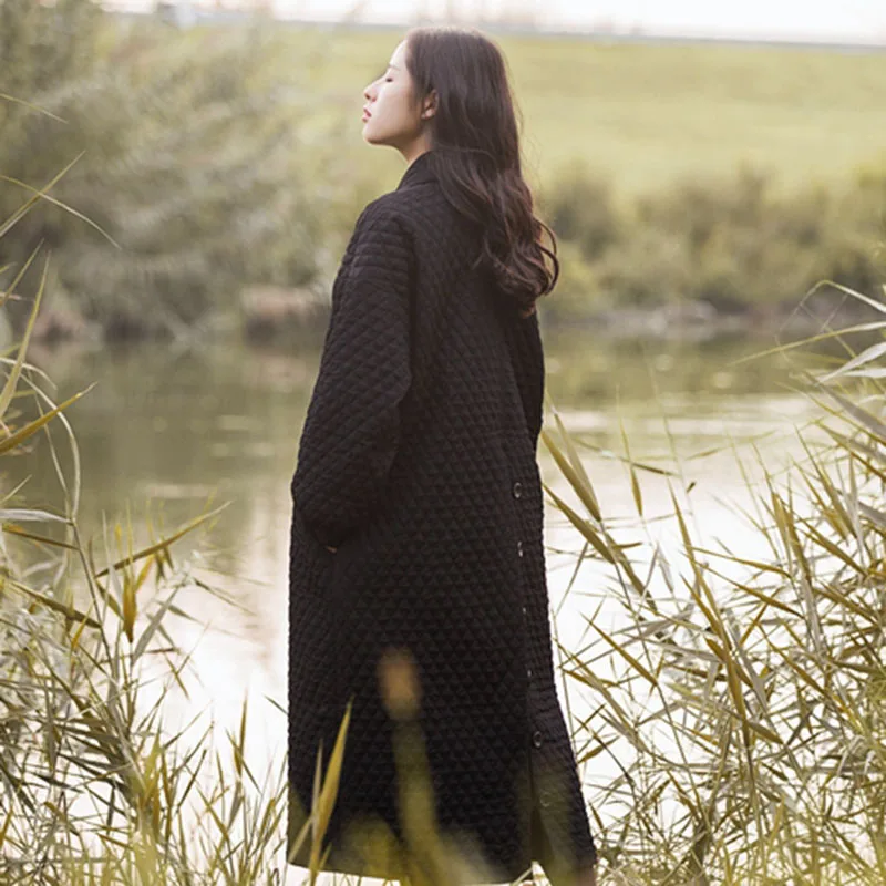 

Autumn Winter Woman Solid Black Color Cotton-padded Big Size Jacket Women Long Loose Parkas Down Cotton Jacket Coat Women