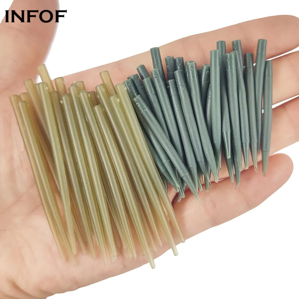 

INFOF 50-pieces Crimp Protector Anti Tangle Rubber Sleeves Carp Fishing Accessories Sleeve Tube Carp Fishing Rig Hair Ronnie Rig