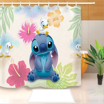 

Popular Cartoon Lilo & Stitch 3D Print Shower Curtain Polyester Fabric Bathroom Curtain Waterproof Hook Bath Curtain 05
